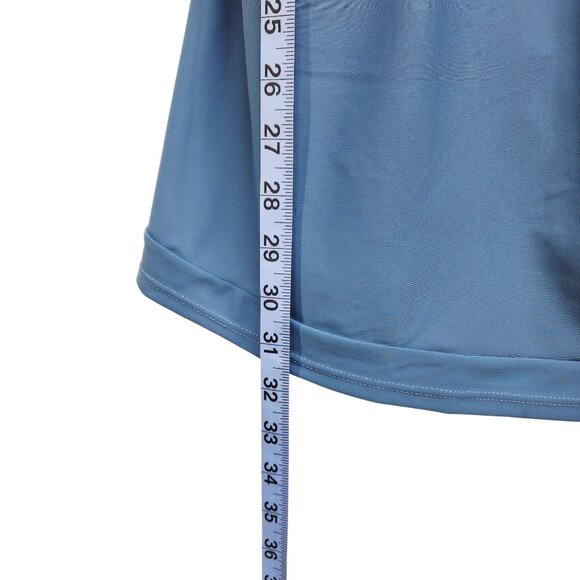 Blue One-Piece Swim Dress With Adjustable Straps & Built-In Bottoms Size L - Picture 9 of 10